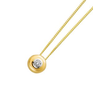 Solitär Anhänger Gelbgold Weißgold 585 14K Brillant 0.10ct.