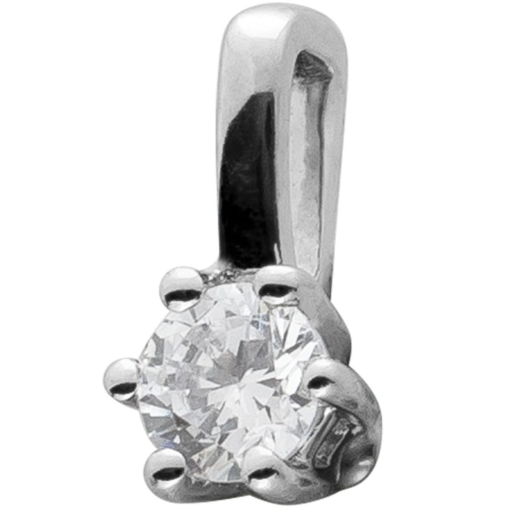 Diamant Anhänger Weißgold 585 14K Solitär Brillant 0.10ct