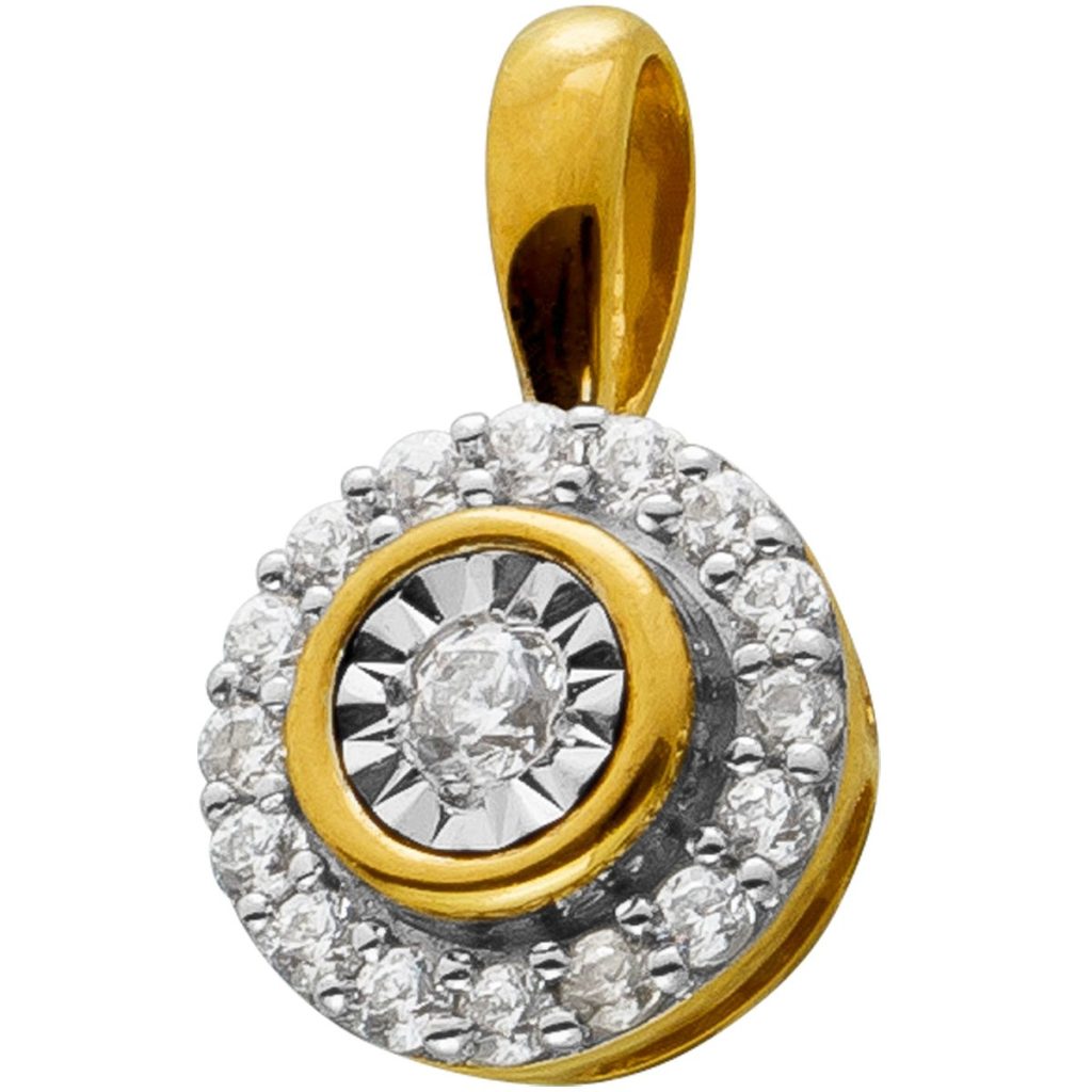 Diamant Anhänger Gelbgold 585 14K Brillanten 0.07ct