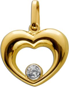 Herz Anhänger Gelbgold 333 8 Karat Solitär Zirkonia Stein