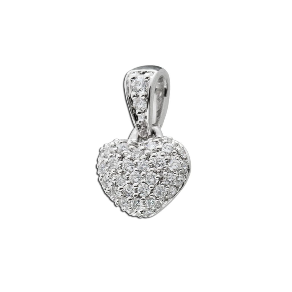 Herzanhänger Weißgold 585 14K Brillanten 0.11ct TW VSI