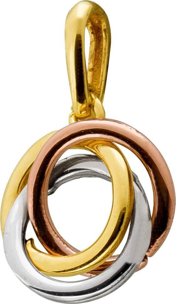 Tricolor Dreifach Endlosknoten Anhänger 585 14k Gelb/Weiß/Rosegold