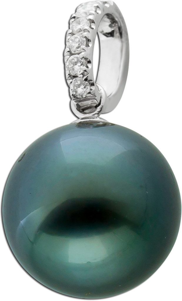 Perlen Anhänger Weißgold 585 14K Tahitiperle Brillanten TW/VSI