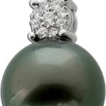 Perlenanhänger Weißgold 585 14K Tahitiperle Brillanten 0.08ct