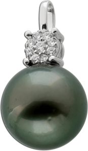 Perlenanhänger Weißgold 585 14K Tahitiperle Brillanten 0.08ct
