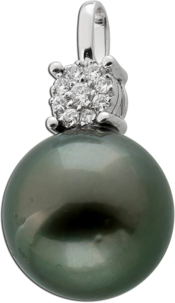 Perlenanhänger Weißgold 585 14K Tahitiperle Brillanten 0.08ct