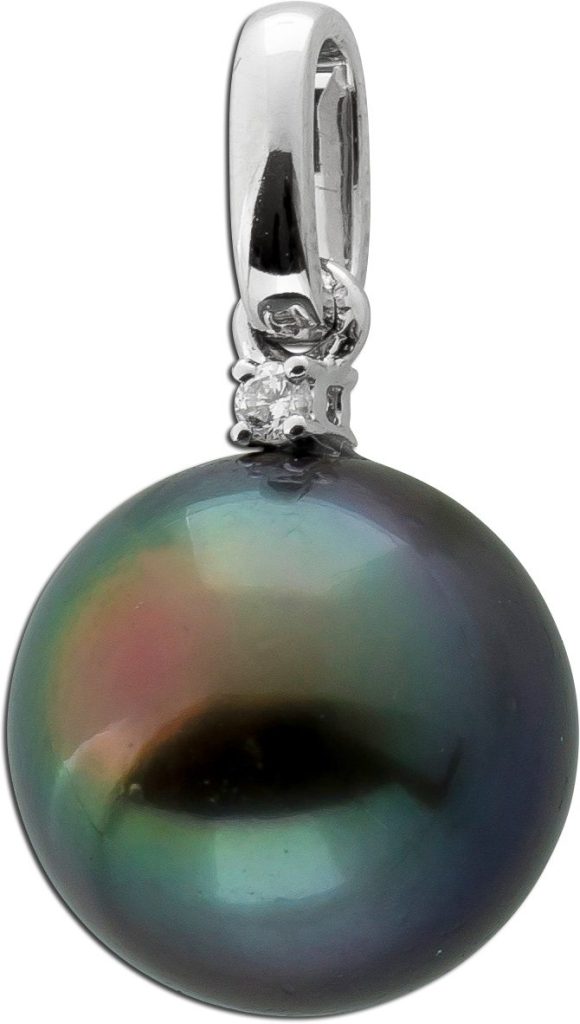 Perlen Anhänger Weißgold 585 14K Tahiti Perle Brillant