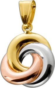 Tricolor Dreifach Trini Anhänger Gold 333 8K Tricolor Knoten Gelbgold Weißgold Rosegold