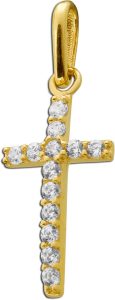 Kreuz Anhänger Gelbgold 333 13 weiße Zirkonia 8 Karat