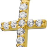 Kreuz Anhänger Gelbgold 333 13 weiße Zirkonia 8 Karat