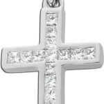 Diamanten Kreuz Anhänger Weißgold 585 14 K 0.15ct TW VSI