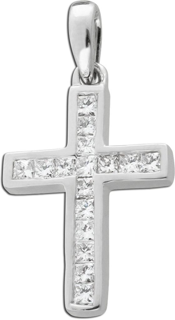Diamanten Kreuz Anhänger Weißgold 585 14 K 0.15ct TW VSI