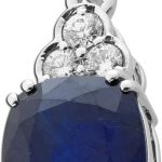 Saphir Anhänger Weißgold 585 14K blauer Edelstein Lab Grown Diamanten