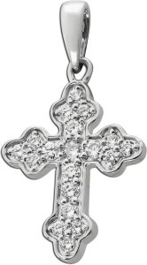 Kreuz Anhänger Weißgold 585 14K Lab Grown Diamanten 0.25ct
