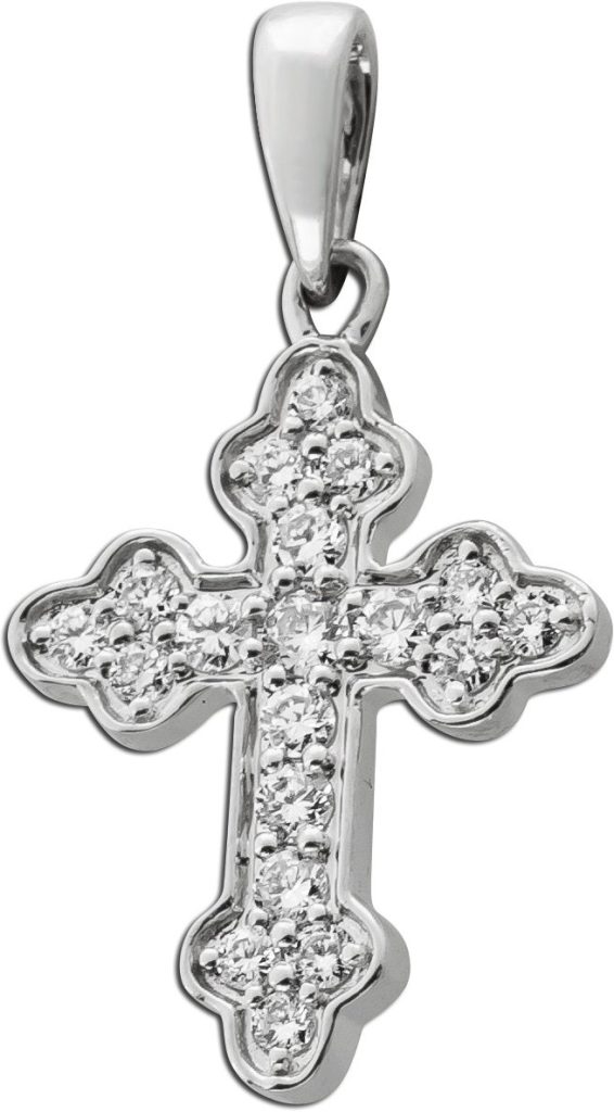 Kreuz Anhänger Weißgold 585 14K Lab Grown Diamanten 0.25ct