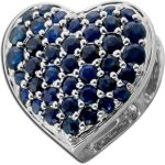 Herz Anhänger Weißgold 585 14K blaue Saphir Edelsteine 0.21ct