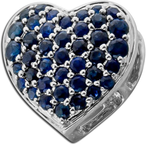 Herz Anhänger Weißgold 585 14K blaue Saphir Edelsteine 0.21ct