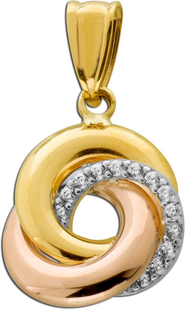 Trinity Anhänger Gold Weißgold Rosegold 333 8K weiße Zirkonia