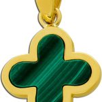 Kleeblatt Anhänger Gold 333 8K grüner Malachit Edelstein