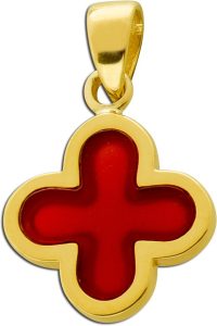 Kleeblatt Anhänger Gold 333 8K roter Karneol Edelstein