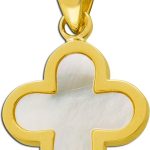 Kleeblatt Anhänger Gold 333 8K weißer Perlmutt