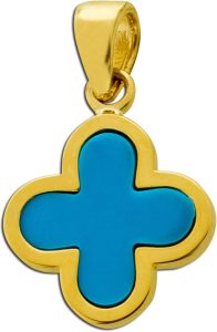 Kleeblatt Anhänger Gold 333 8K synthetischer Türkis