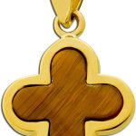 Kleeblatt Anhänger Gold 333 8K brauner Tigerauge Edelstein