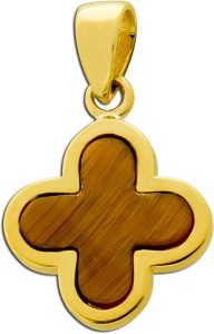 Kleeblatt Anhänger Gold 333 8K brauner Tigerauge Edelstein