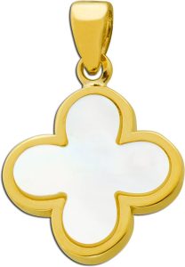 Kleeblatt Anhänger Gold 333 8K weißer Perlmutt