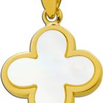 Kleeblatt Anhänger Gold 333 8K weißer Perlmutt