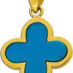 Kleeblatt Anhänger Gold 333 8K synthetischer blauer Türkis