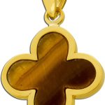 Kleeblatt Anhänger Gold 333 8K brauner Tigerauge Edelstein
