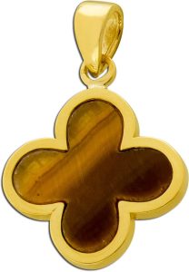 Kleeblatt Anhänger Gold 333 8K brauner Tigerauge Edelstein