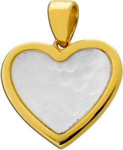Herz Anhänger Gold 333 8K weißer Perlmutt