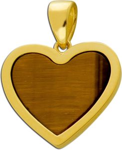 Herz Anhänger Gold 333 8K brauner Tigerauge Edelstein