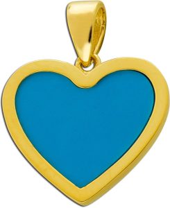 Herz Anhänger Gold 333 8K blauer synthetischer Türkis