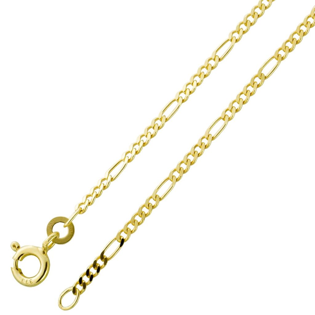 Figarokette 1,9mm Gelbgold 333 8 Karat massiv poliert UNISEX