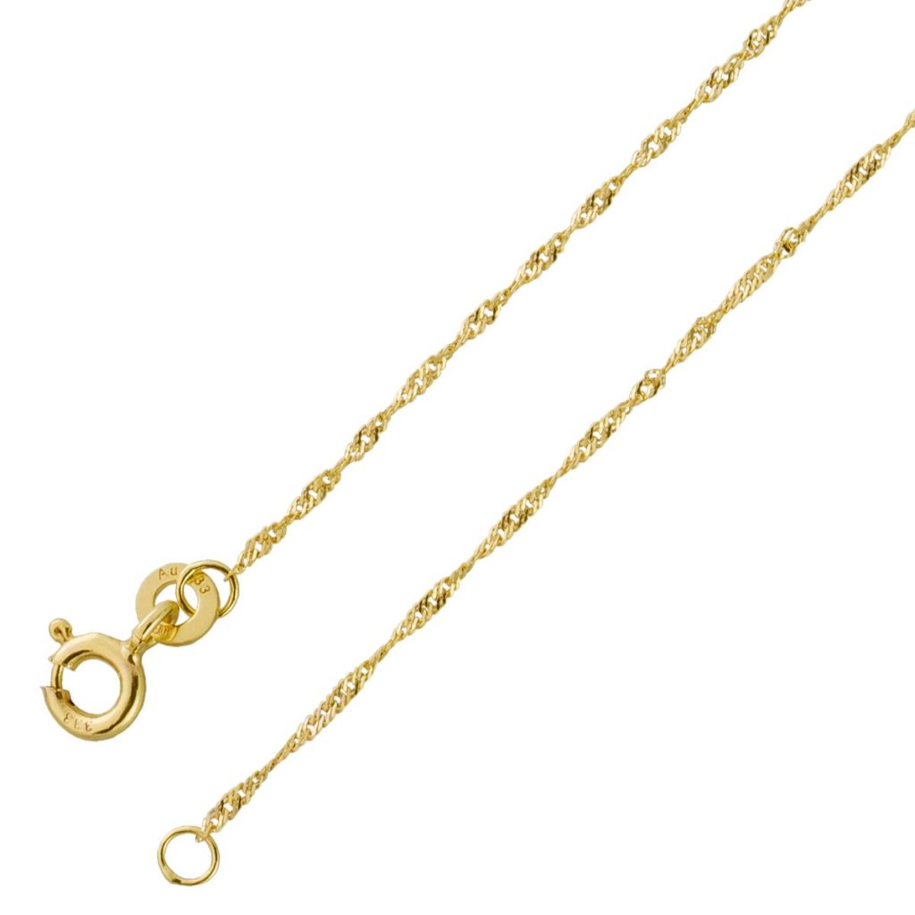 Singapurkette 1mm Gelbgold 333 8 Karat massiv poliert