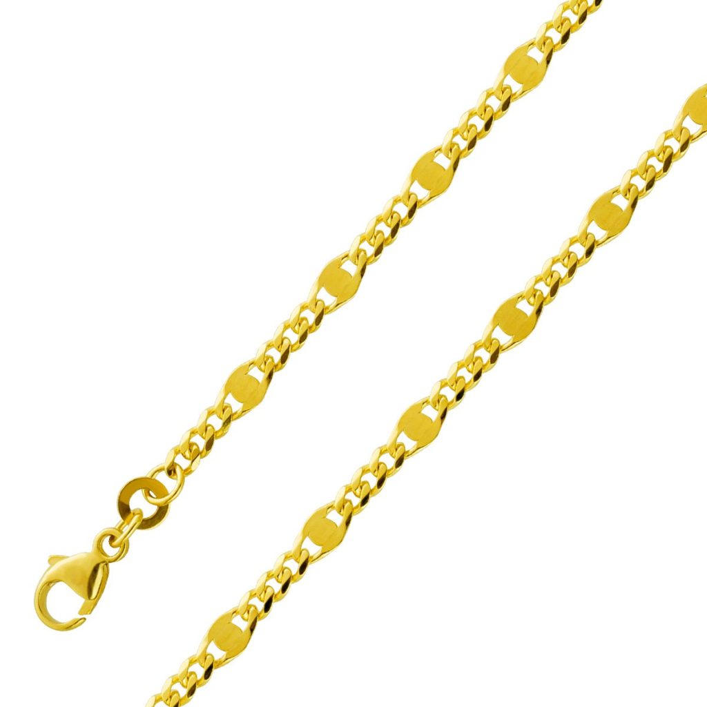 Panzerkette 2,4mm Gelbgold 333 8 Karat massiv poliert
