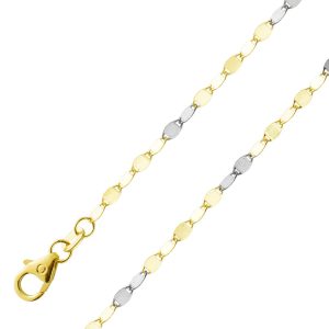 Plättchenkette 2,2mm Gelbgold Weißgold 585 14 Karat Bicolor