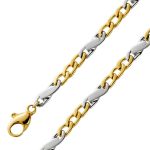 Panzerarmband 4,0mm Gelbgold Weißgold 375 9 K massiv poliert Bicolor