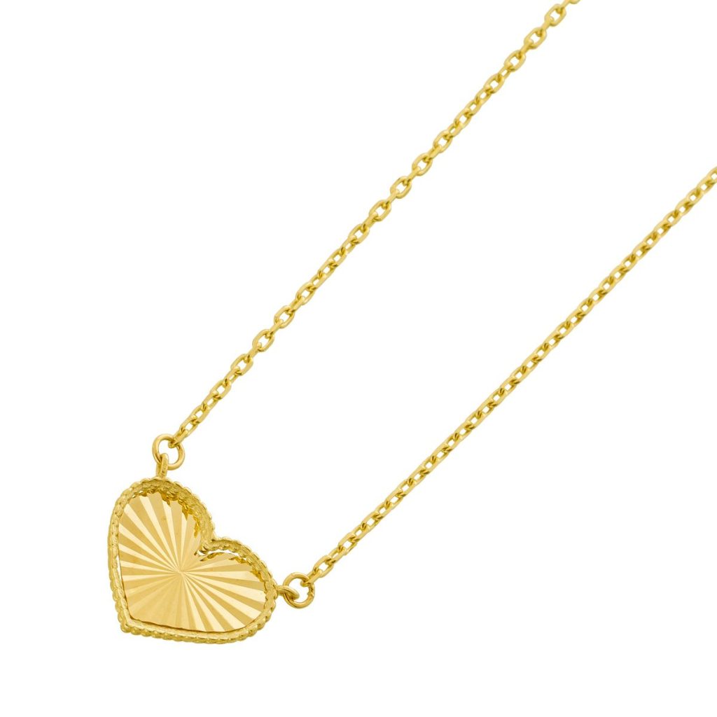 Herzkette Gelbgold 333 8 Karat beidseitig tragbar