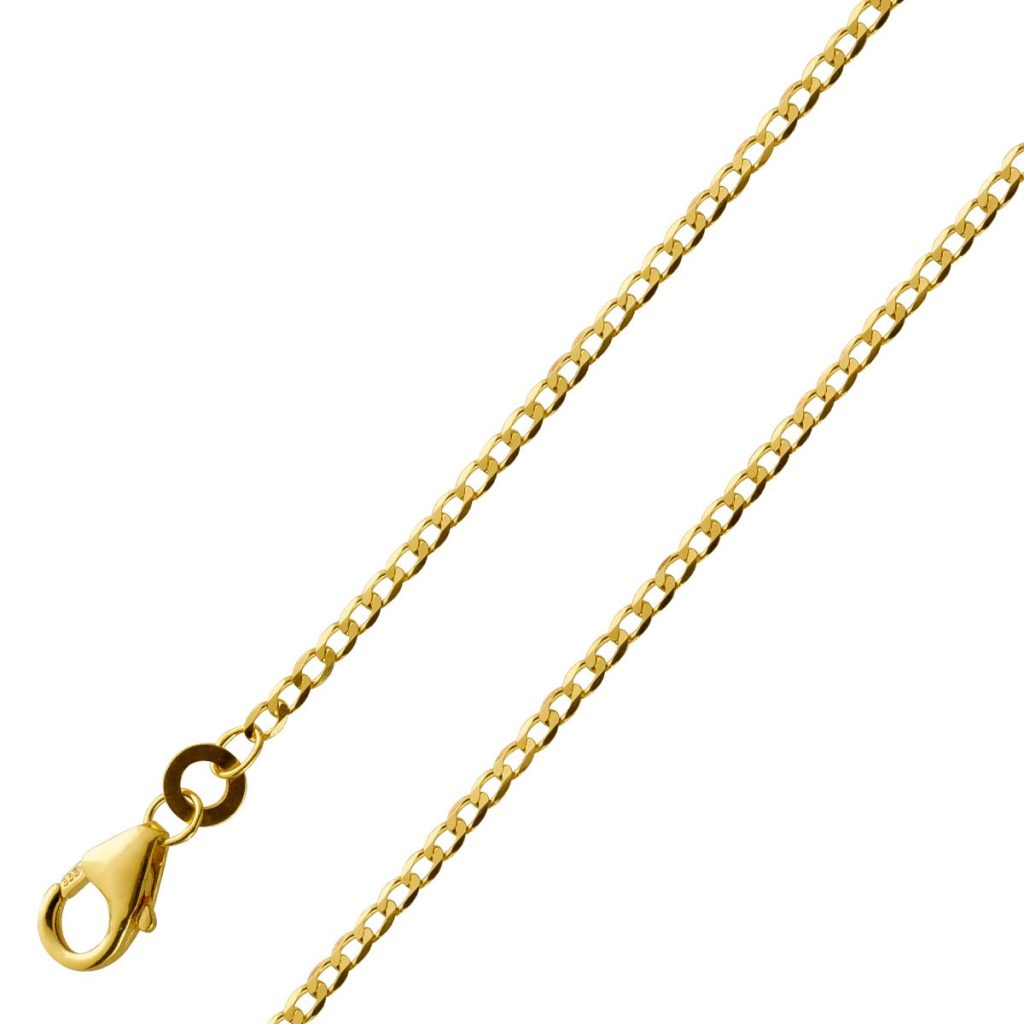 Panzerkette 1,6mm Gelbgold 333 8 Karat massiv Cuban Link Chain
