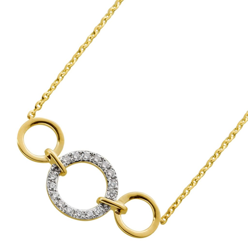 Brillantkette Gold 585 Weißgold 14K Natur Diamanten 0.29ct