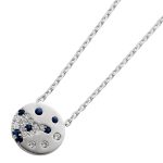 Goldkette Anhänger Weißgold 585 14K Natur Saphire Diamanten 45