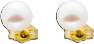 Perlen Ohrringe Gelbgold 585 14 Karat Süßwasserzuchtperlen 6mm