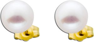 Perlen Ohrstecker Gelbgold 585 14 Karat Süßwasserzuchtperlen 8mm