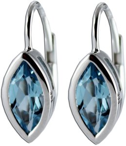 Blautopas Ohrhänger Weißgold 333 8K Natur Edelsteine