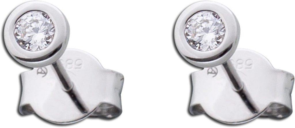 Solitär Ohrstecker Weißgold 585 14K Natur Diamanten 0.20ct