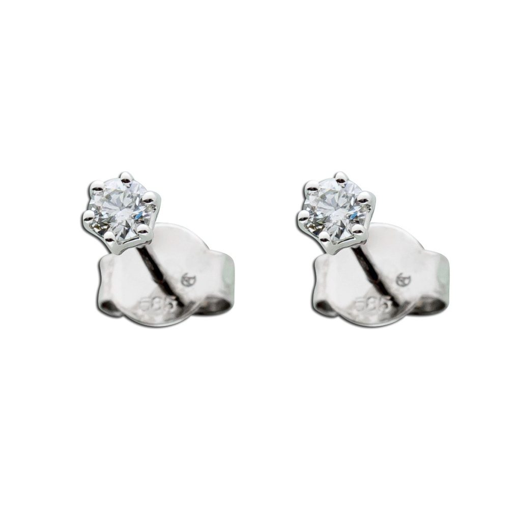 Brillant Ohrstecker Weißgold 585 14K Natur Diamanten 0.25ct